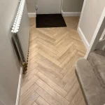 Desert oak herringbone front doorway