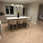 Desert oak herringbone in dining room