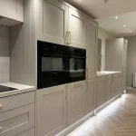 Desert oak herringbone in kitchen close up