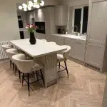 Desert oak herringbone in kitchen dining room