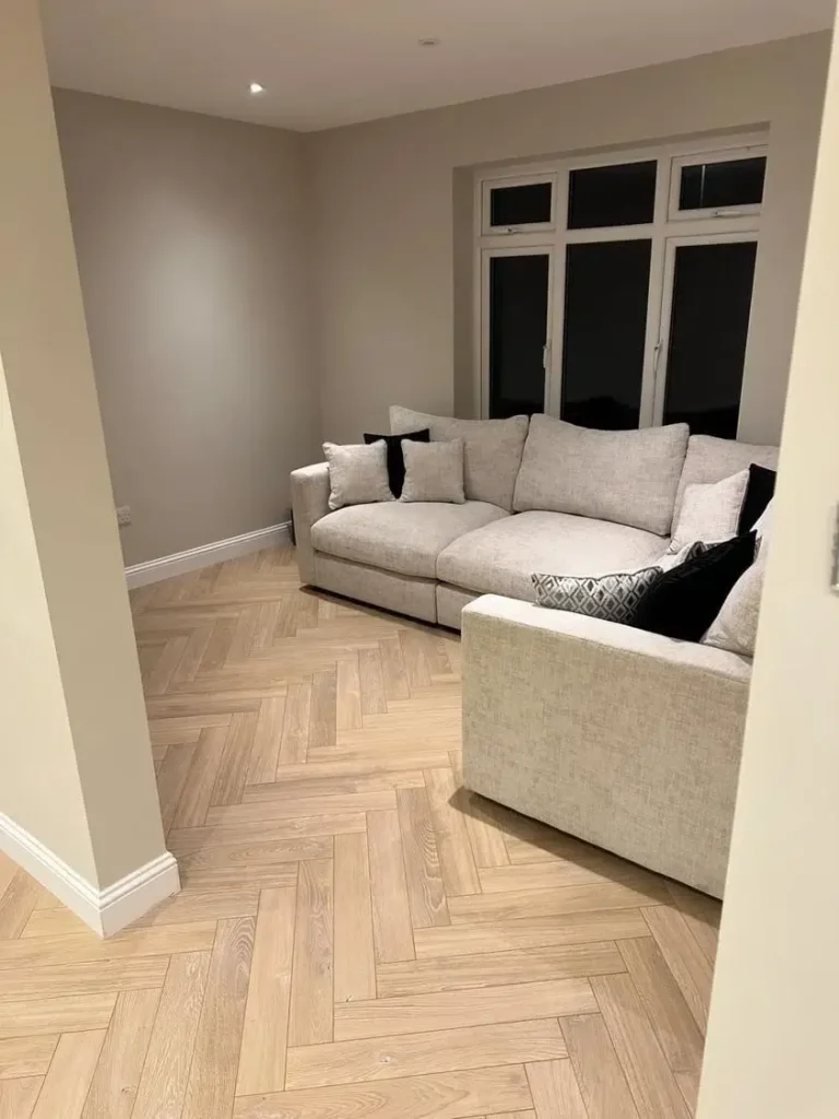 Desert oak herringbone in Livingroom