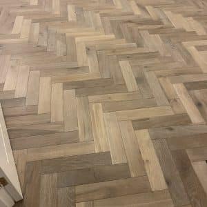 Engineered herringbone Grey oak close up