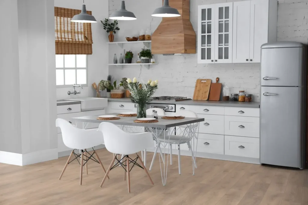 Blonde Oak 8mm Flooring in kitchen