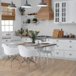 Blonde Oak 8mm Flooring in kitchen