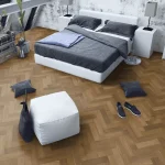 Harvest Oak Herringbone Flooring in bedroom