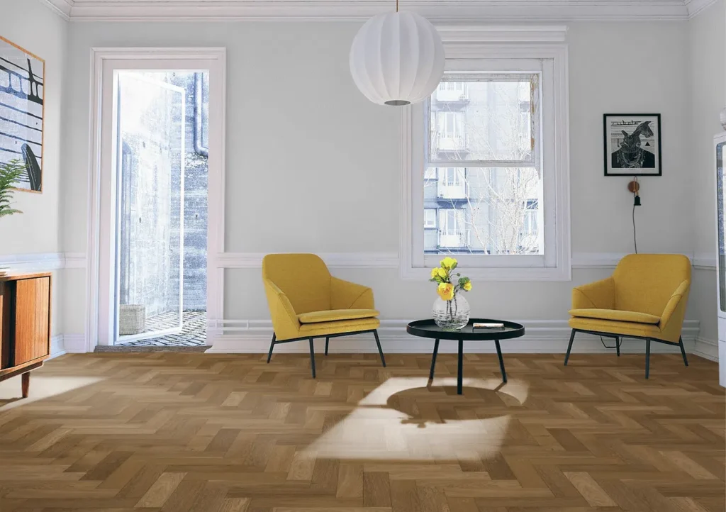 Harvest Oak Herringbone Flooring in lounge