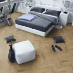 Orchid White Oak Herringbone in bedroom