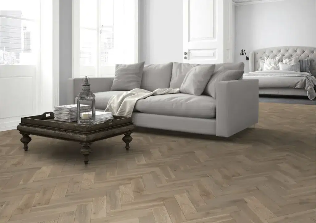 Pearl Grey Oak Herringbone Flooring Lifestyle