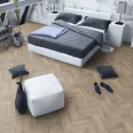 Pearl Grey Oak Herringbone Flooring in bedroom