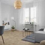 Pearl Grey Oak Herringbone Flooring in living room