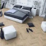 Romantic Oak Herringbone Flooring in bedroom