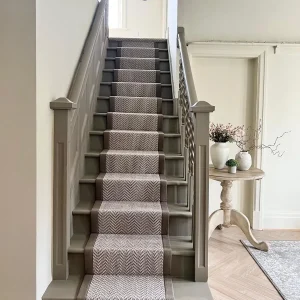Beige Herringbone Stair Runner