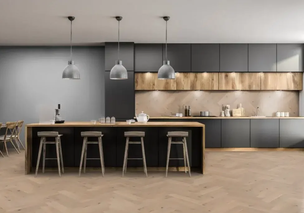 Chalked Oak Herringbone flooring in Derby kitchens Chalked Oak Herringbone flooring in Derby kitchens
