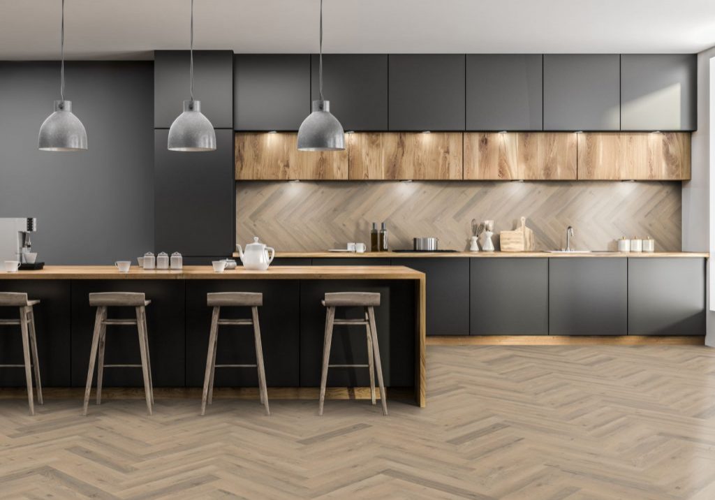Greige Oak Herringbone flooring for your dining room Greige Oak Herringbone flooring for your dining room