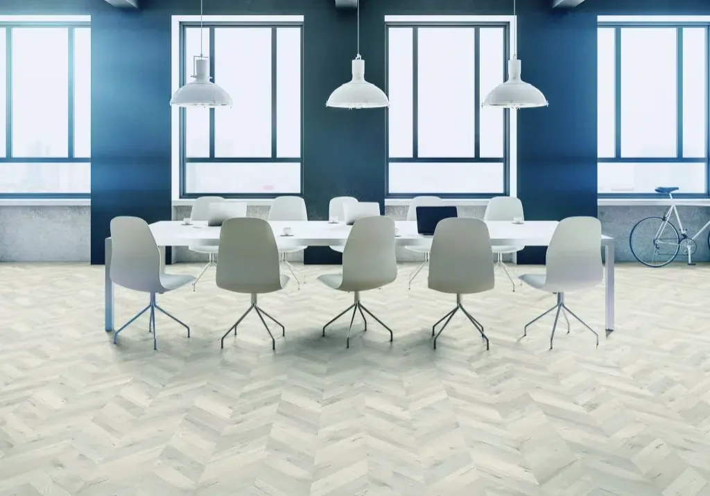 Herringbone wood flooring for your office