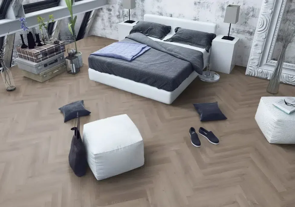 Riverbed oak Herringbone flooring in your Leicester bedroom Riverbed oak Herringbone flooring in your Leicester bedroom